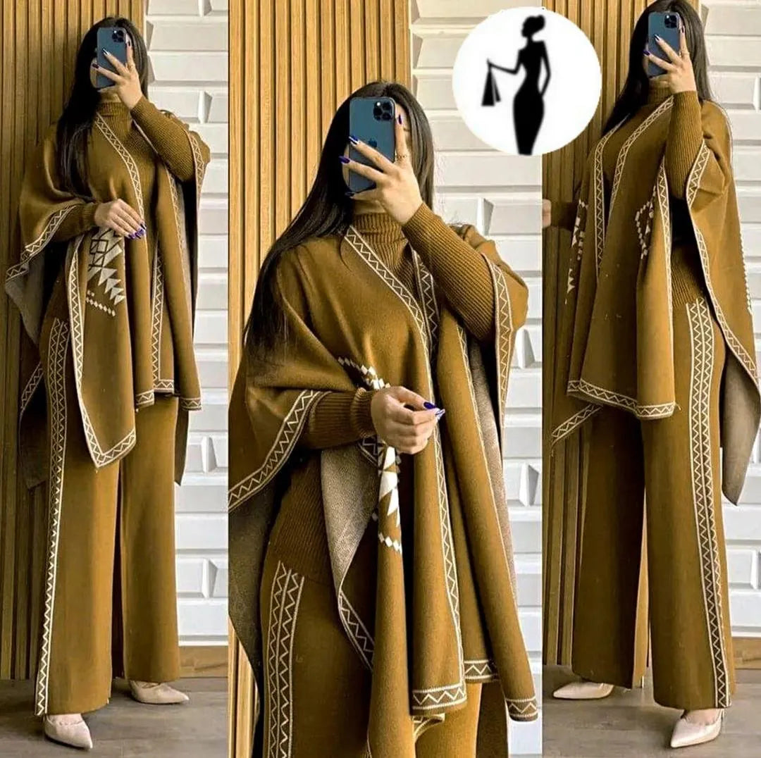 3 Pcs Women's Stitched Fleece Printed Tracksuit